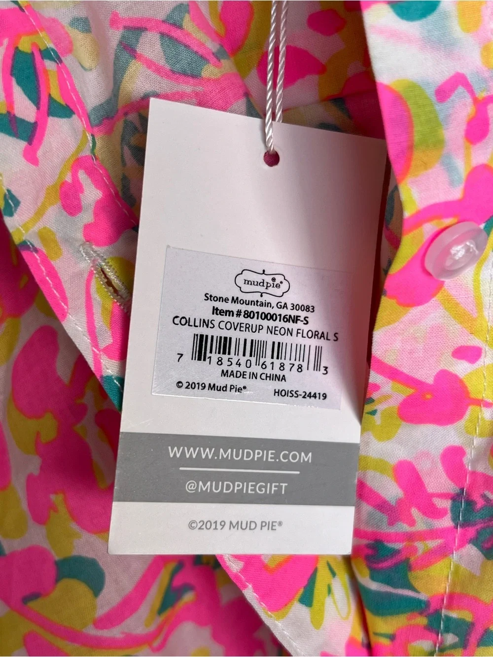 NWT! Mudpie Collins Neon‎ Floral Print Cover Up Size Small
